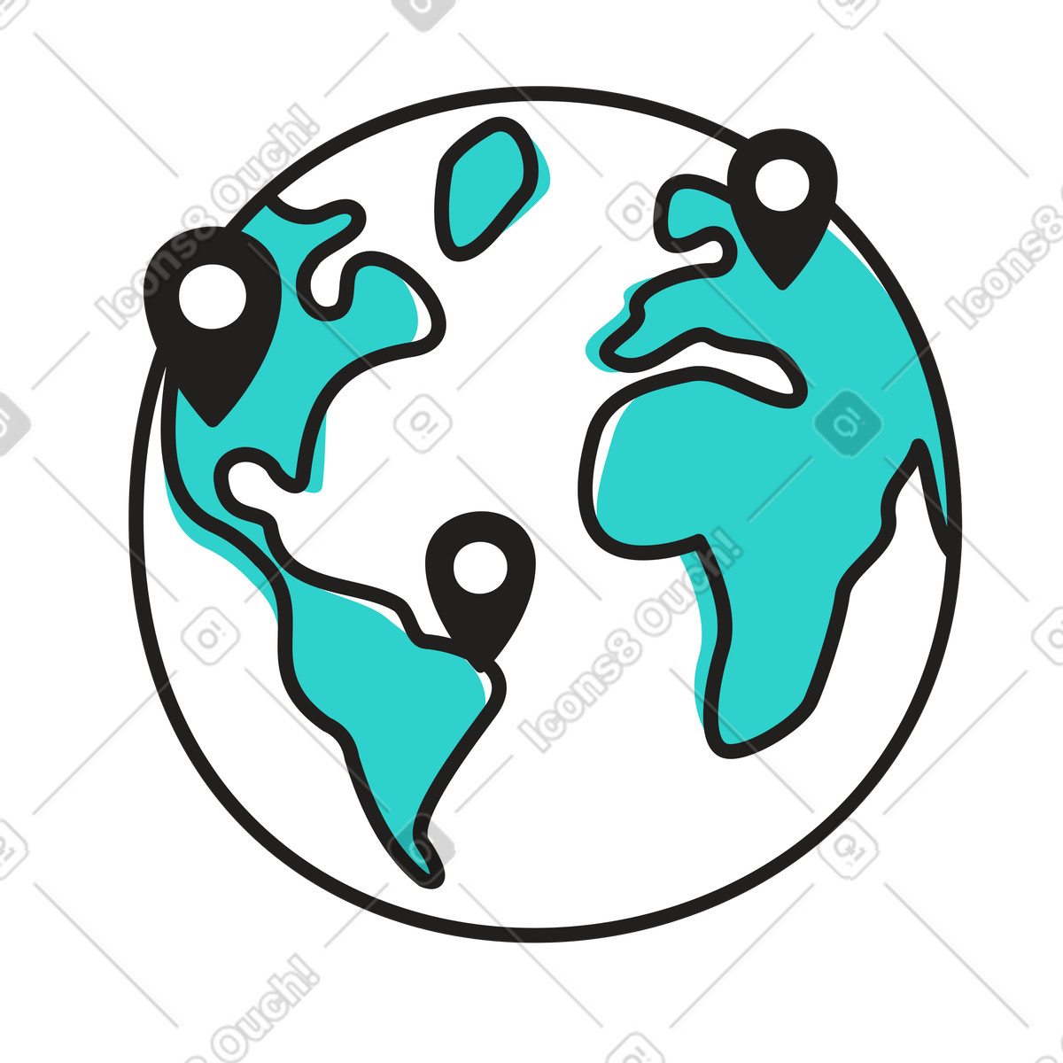 Puntine di posizione sparse in tutto il mondo illustrazione stile Little scarica PNG, SVG
