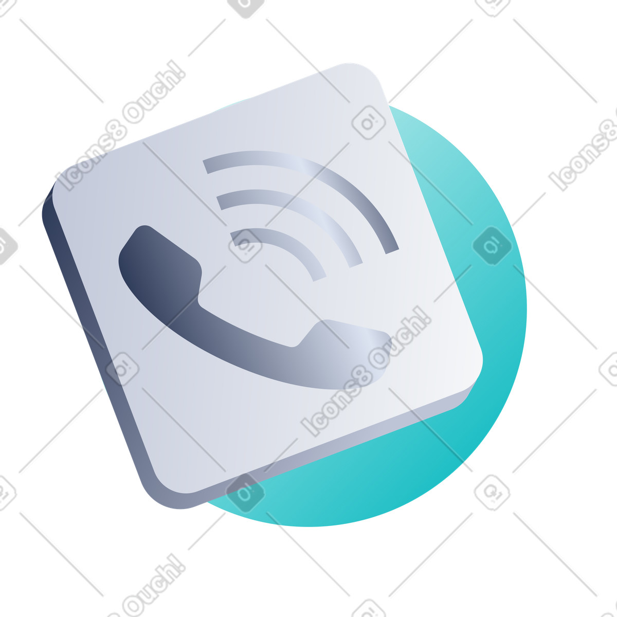 Handset with signal wave, Phone call icon, Communication and customer support illustration in Lucent style download in PNG, SVG