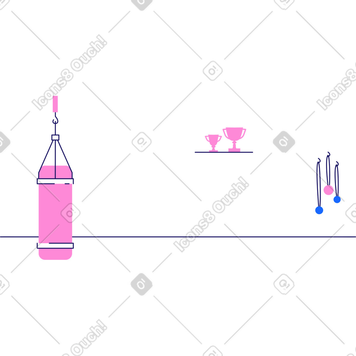 Illustration Salle de sport dans le style Matey à télécharger aux formats PNG, SVG