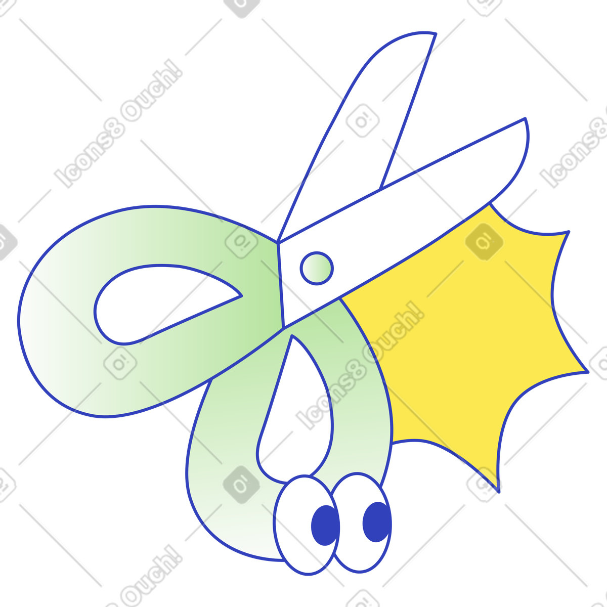Content editing scissors tool, Process optimization action illustration in Eyeful style download in PNG, SVG