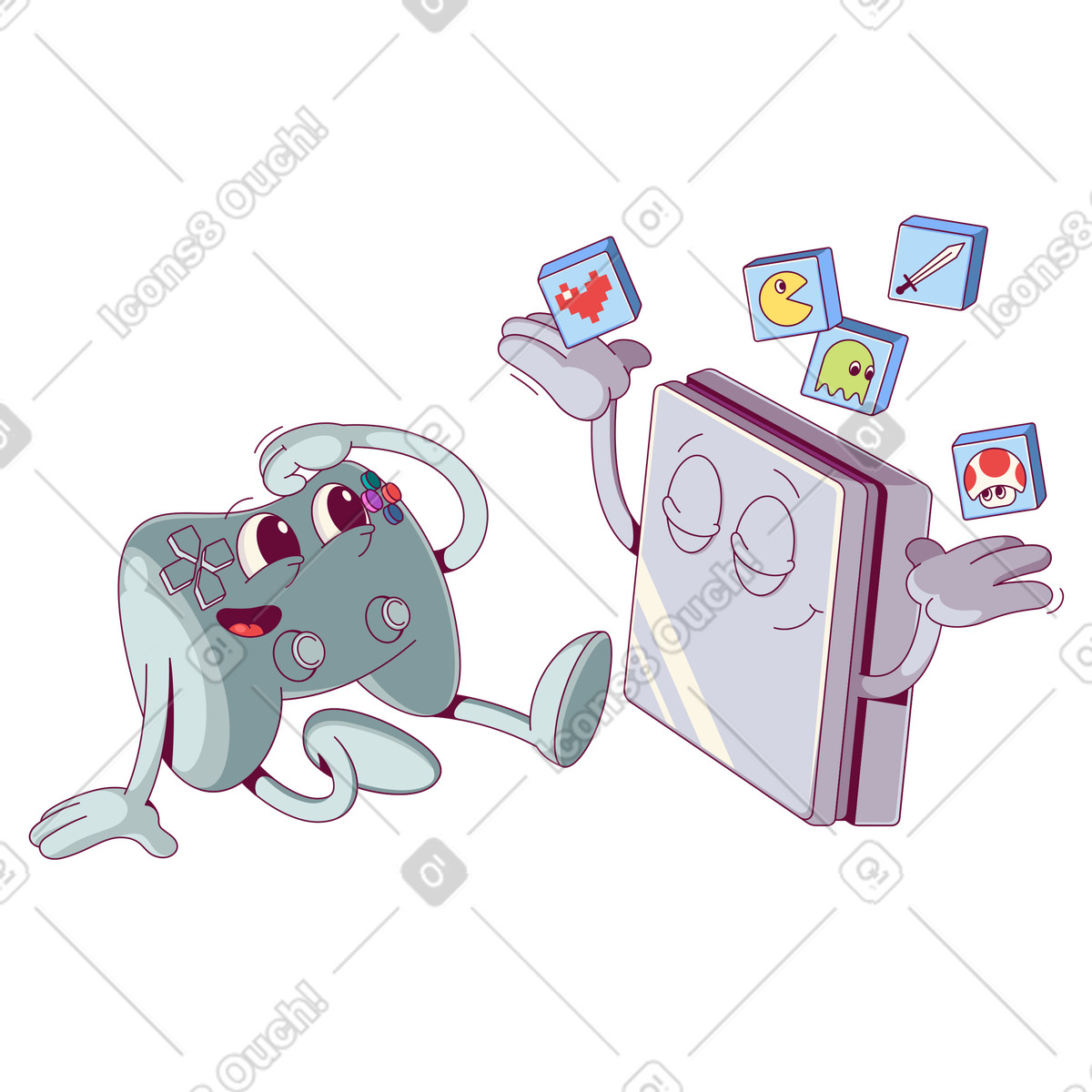 Joypad and game console for gaming illustration in Handy style download in PNG, SVG