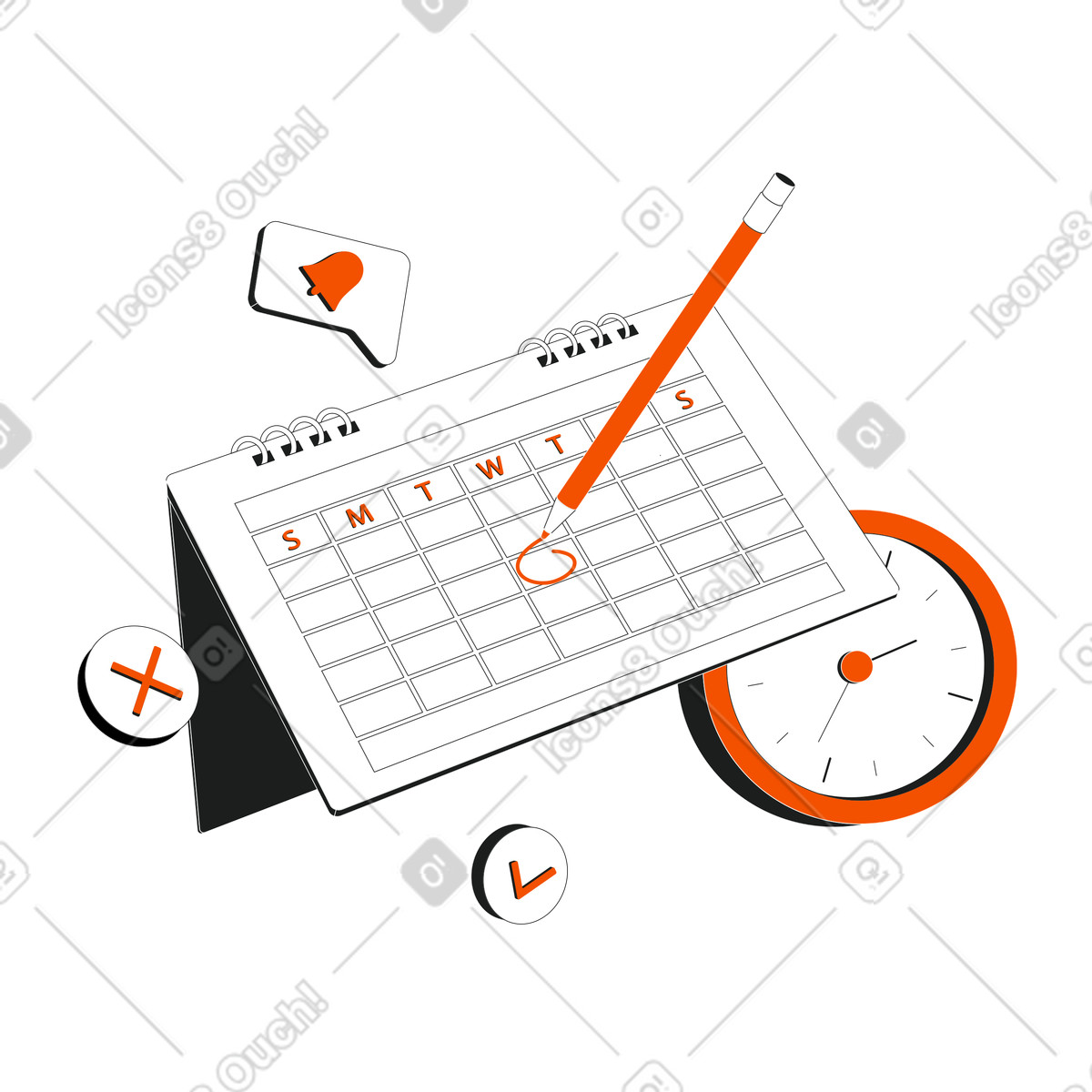 Strict スタイルの カレンダーにイベントを計画してマークする のイラストをPNG、SVG形式でダウンロード