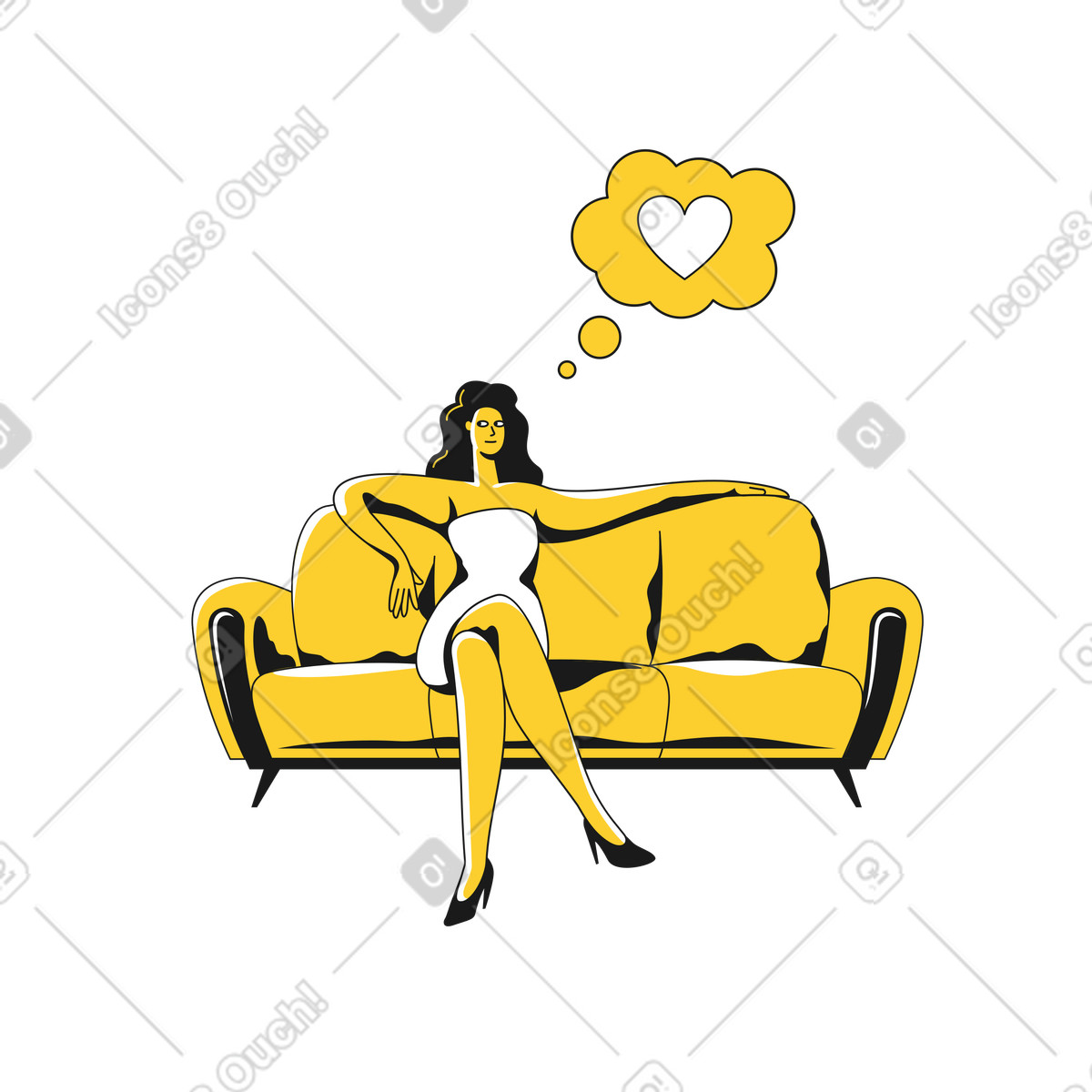 Thinking of romance illustration in Taxi style download in PNG, SVG