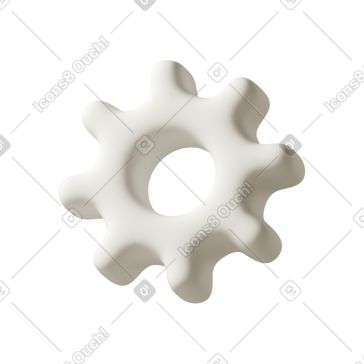 White gear illustration in PNG, SVG