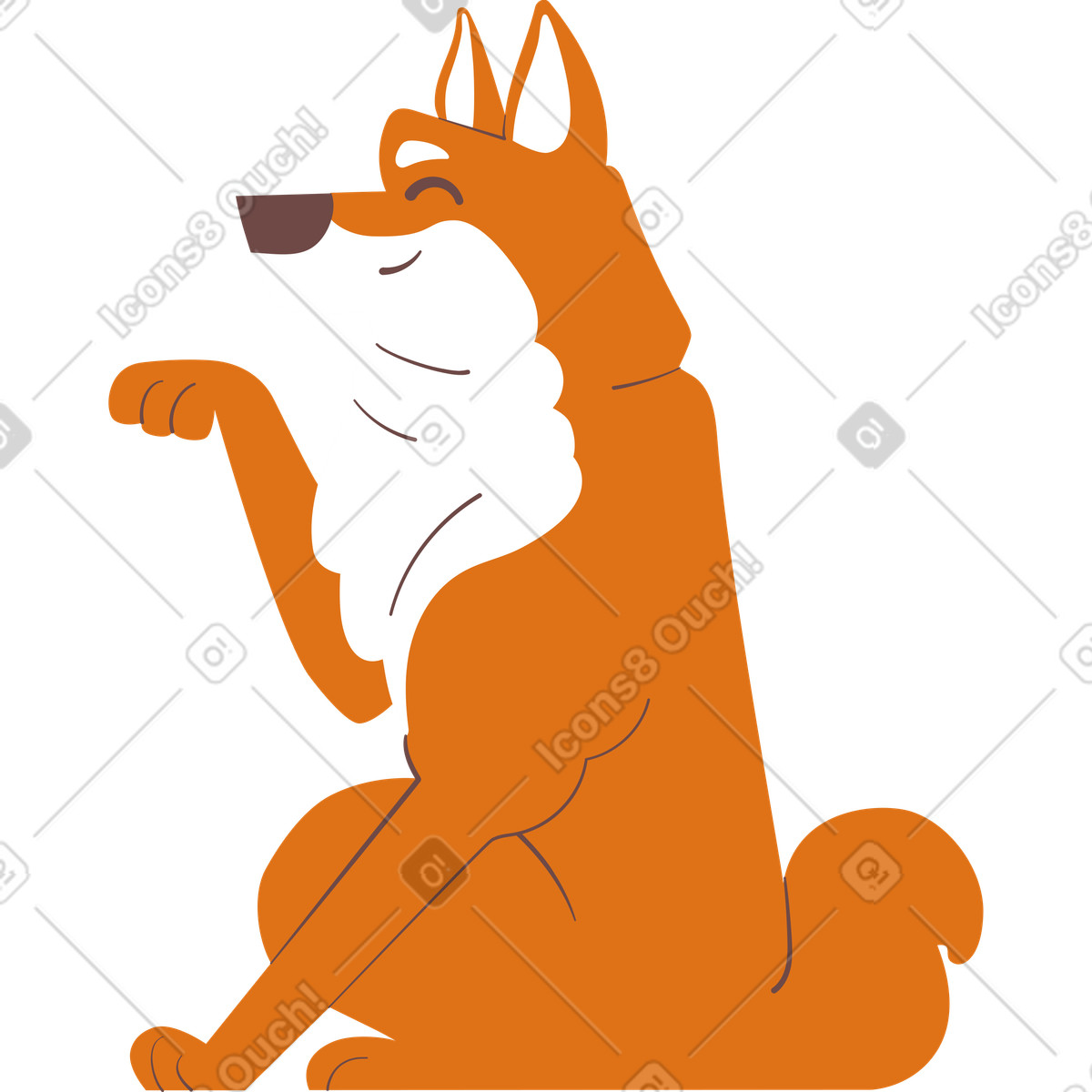 下载 Woof 风格的 柴犬坐 插画，支持 PNG、SVG 格式