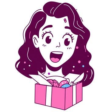 A close-up of a surprised face as a gift box is opened, revealing a delightful surprise