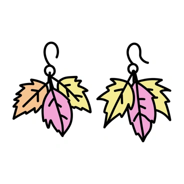 A pair of earrings crafted to resemble falling autumn leaves. The leaves are in rich, warm colors, including deep oranges, vibrant reds, and golden yellows. Each leaf has intricate vein patterns to enhance the natural look. The earrings are suspended from delicate hooks, allowing them to sway gently. The overall design captures the essence of autumn.
