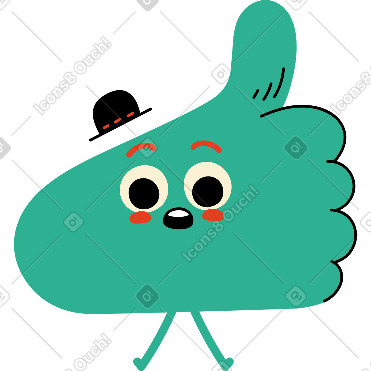Ilustração de Personagem verde polegares para cima com chapéu em no estilo Jelly baixar em PNG, SVG