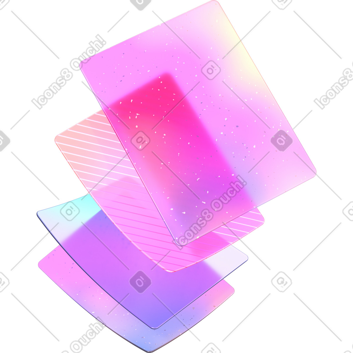 Scoppio di rettangoli plastica con texture diverse illustrazione in stile 3D Glassy scarica in PNG, SVG