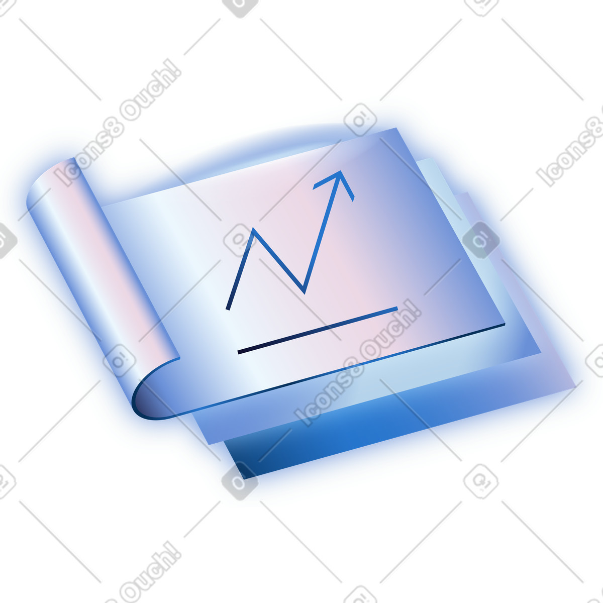 Ilustración Project plan with upward arrow en estilo Dimension a descargar en PNG y SVG