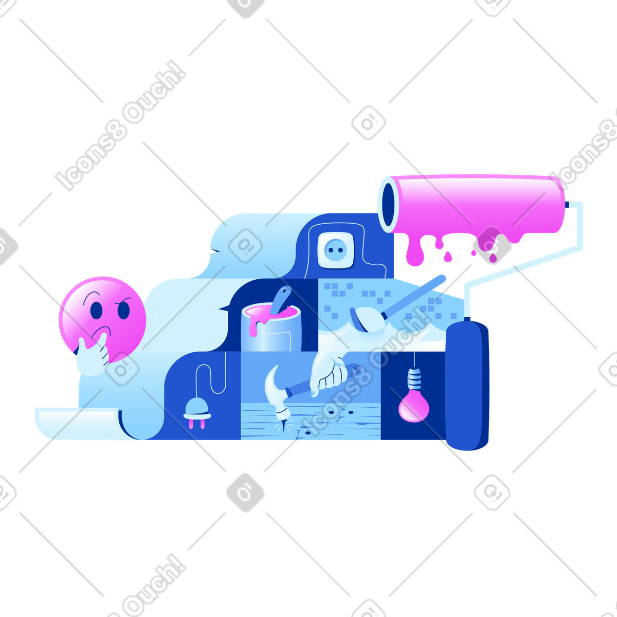 Home repair illustration featuring clipart graphics and vector images related to fixing