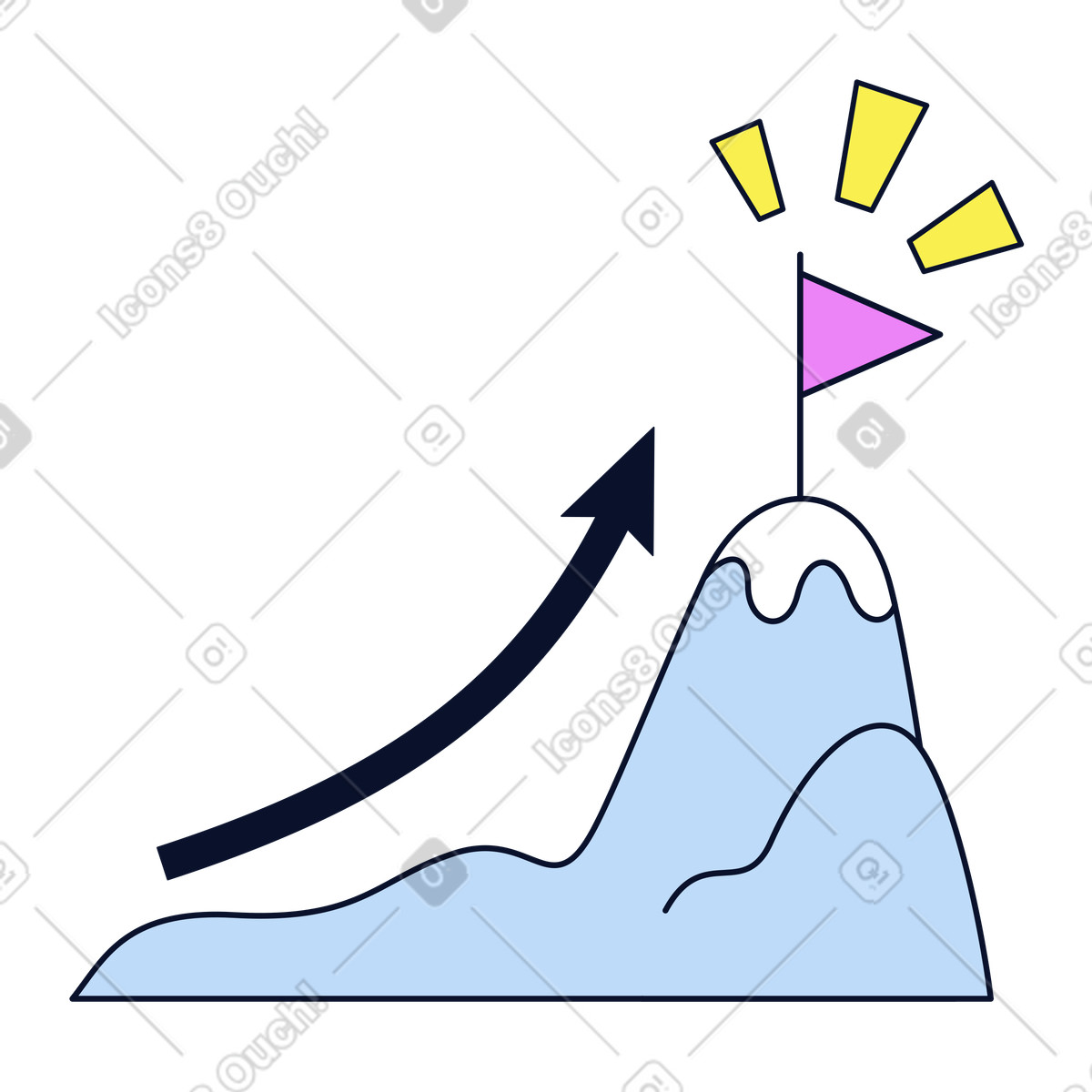 Goal achievement and success growth illustration featuring accomplishment clipart graphics