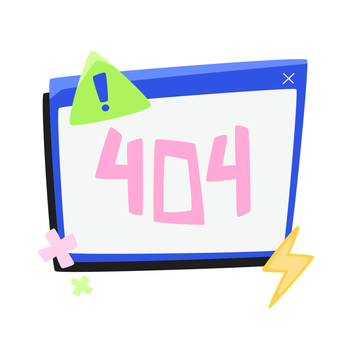 Error 404 in the browser window illustrazione stile Bouncy scarica PNG, SVG