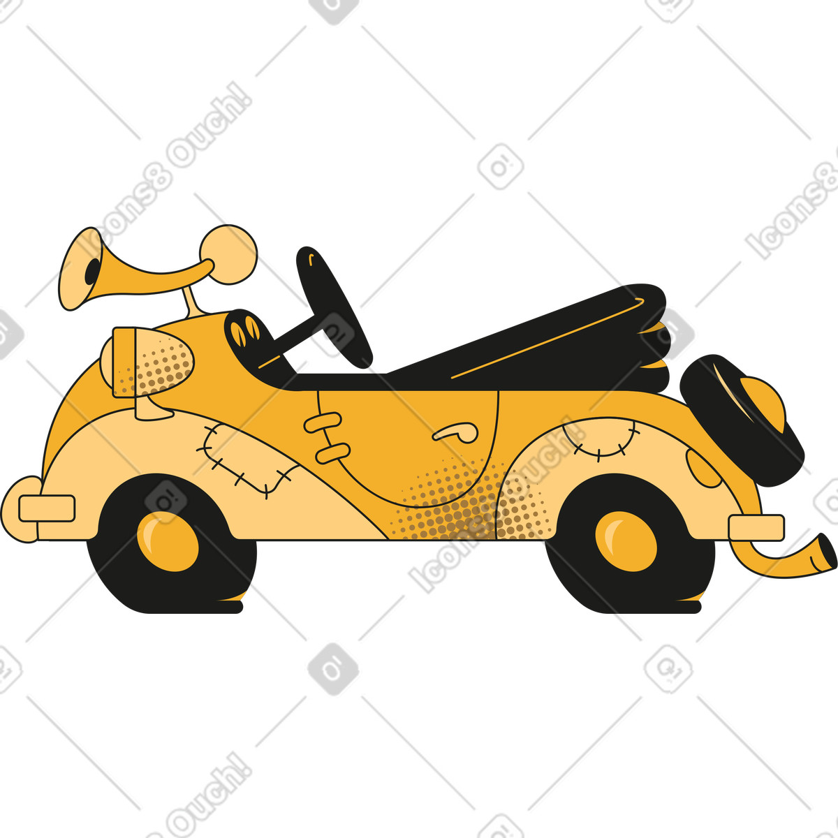 Rubber スタイルの Car のイラストをPNG、SVG形式でダウンロード