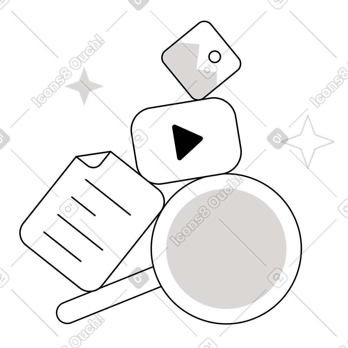 Searching for information and content illustration in Shade style download in PNG, SVG