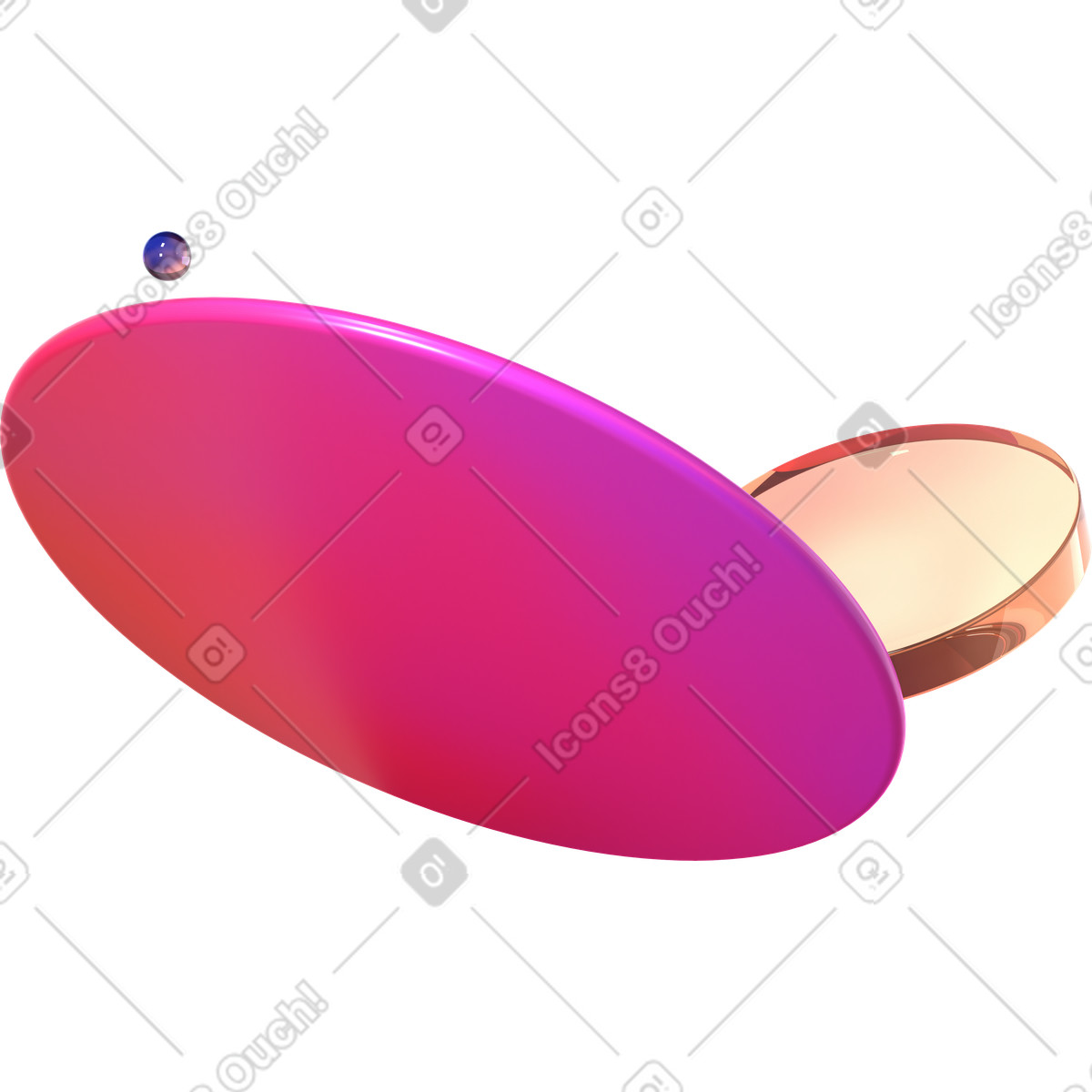 Ilustración Composición de lentes degradadas y esfera vidrio en estilo 3D Glassy a descargar en PNG SVG