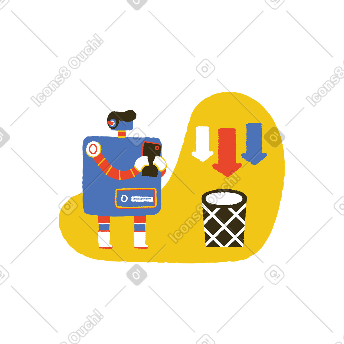 下载 Bermuda 风格的 有电话下载数据的机器人 插画，支持 PNG、SVG 格式