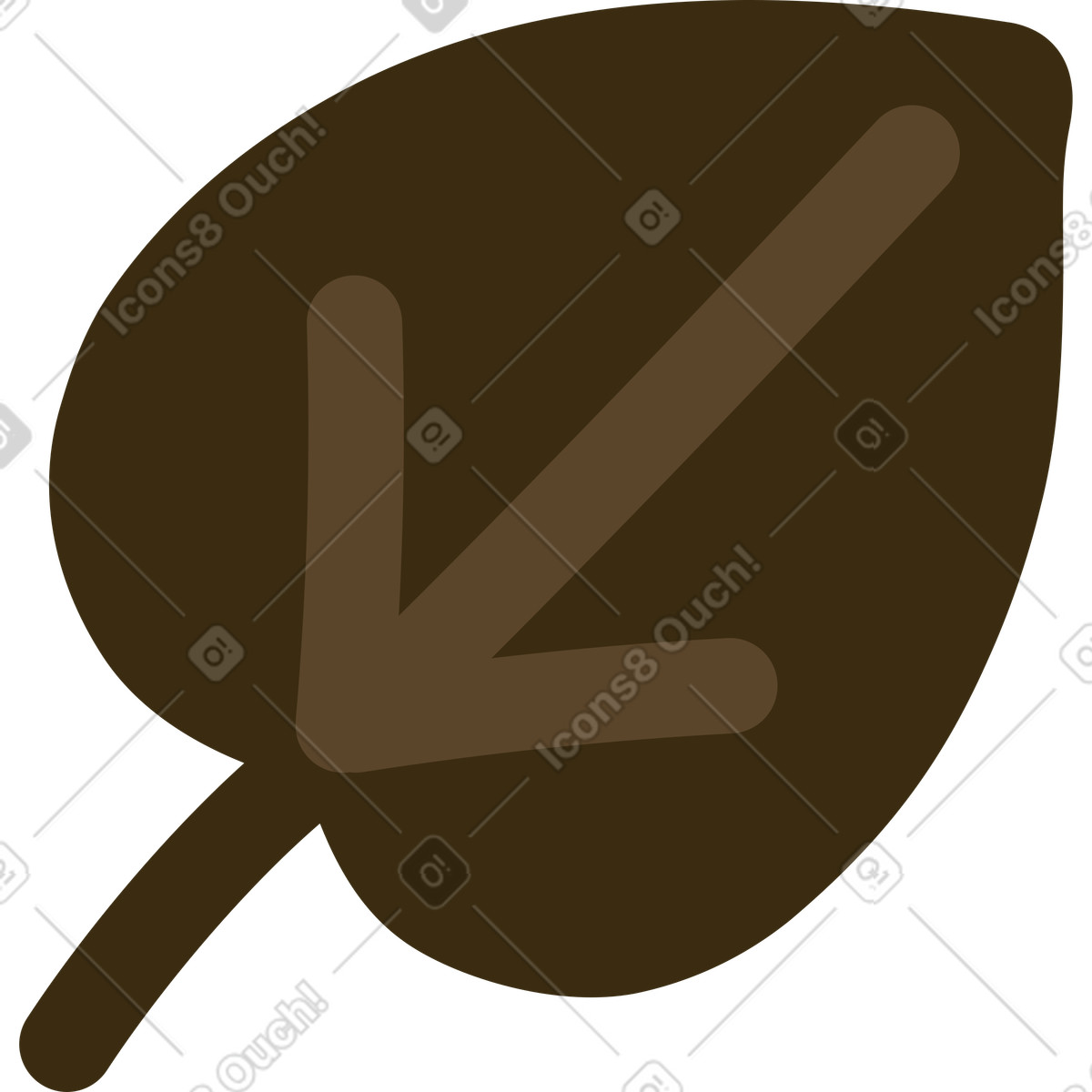 Arabica 스타일의 Dark brown leaf with light vines 일러스트레이션 PNG, SVG 다운로드
