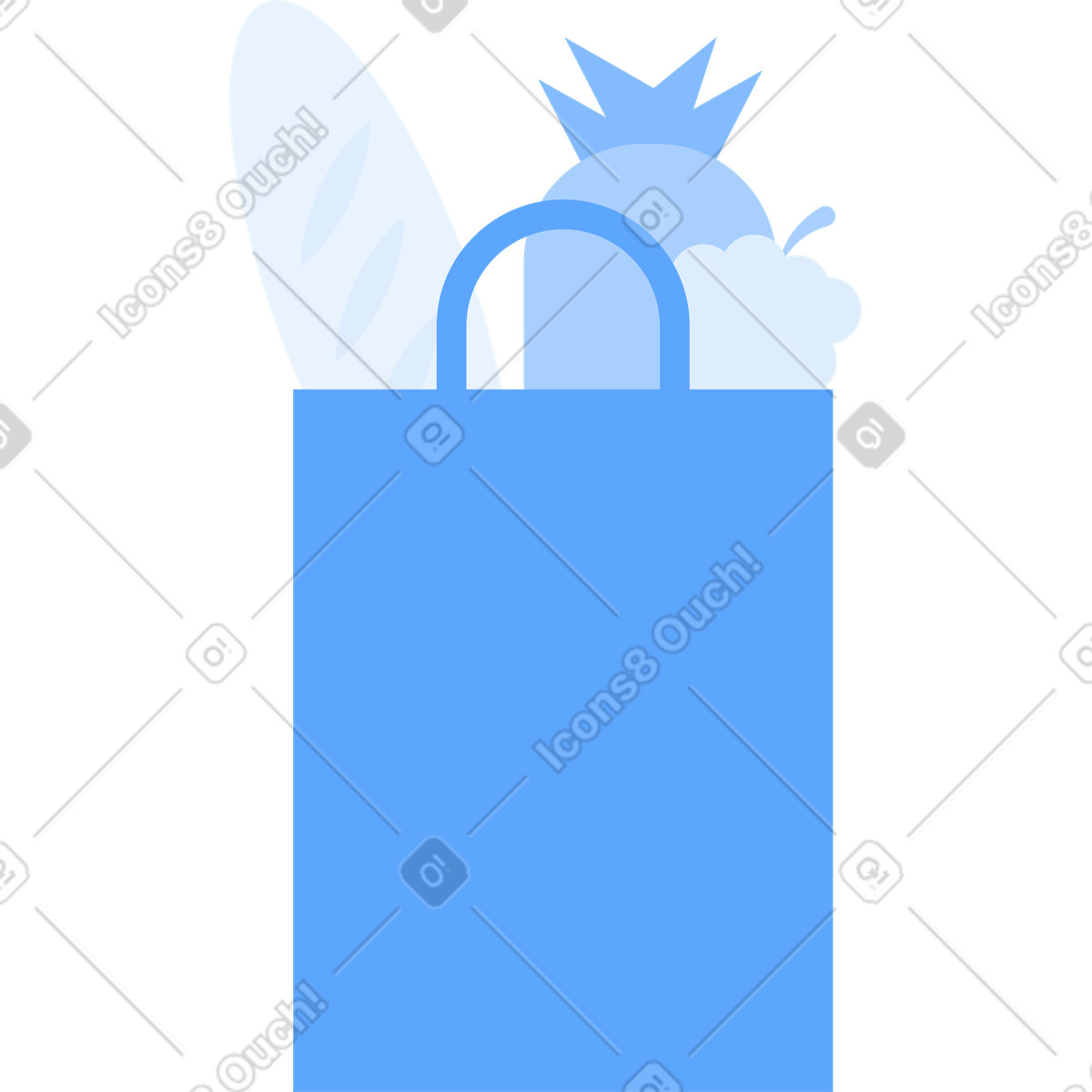 Paper bag with groceries illustration in Urban style download in PNG, SVG
