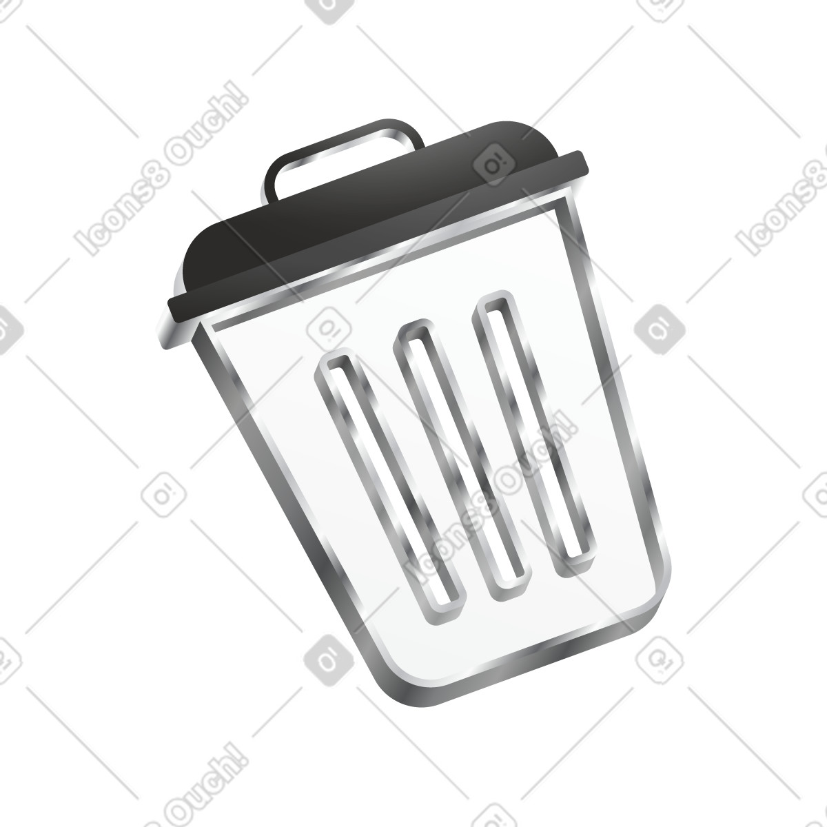 Illustration Trash bin for delete action dans le style Token à télécharger aux formats PNG, SVG