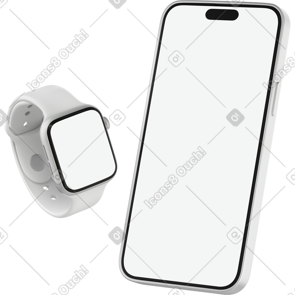 Smart watch with phone illustration in 3D Business style download in PNG, SVG