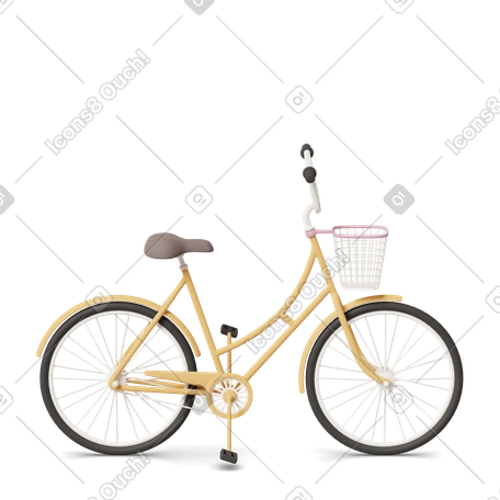 3D Yellow bike illustrazione in stile Trasporto Casual life scarica in PNG, SVG