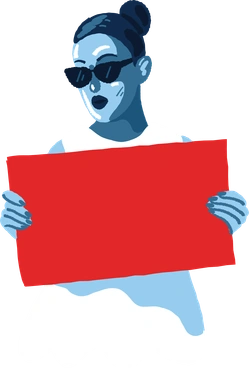 Woman with a poster PNG, SVG
