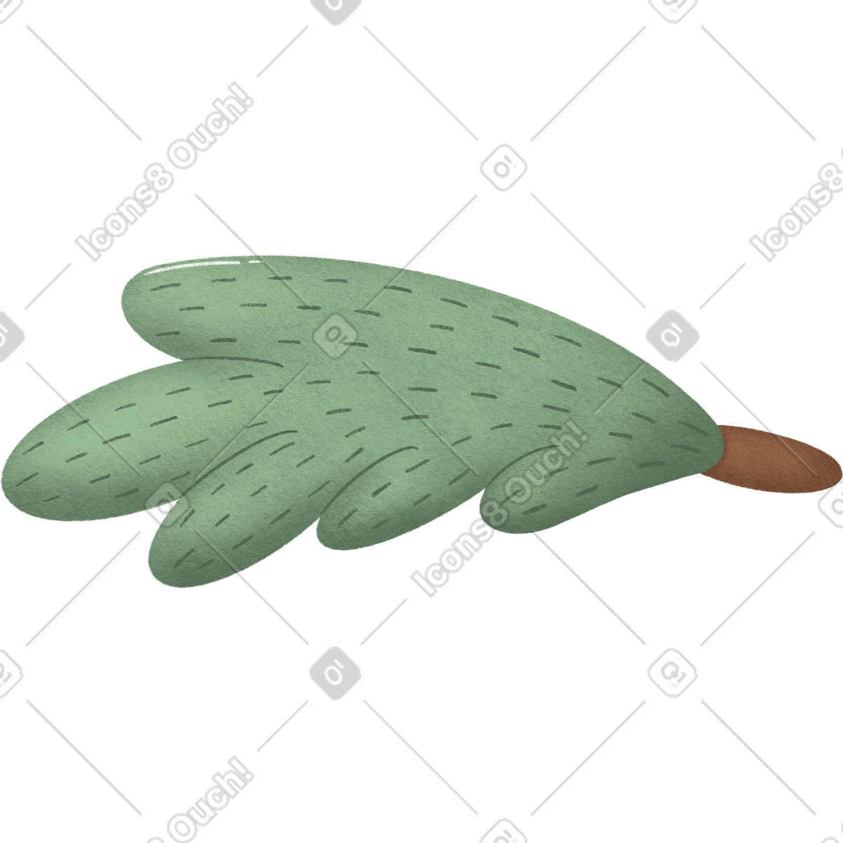 Green christmas tree branch illustration in Woolly style download in PNG, SVG