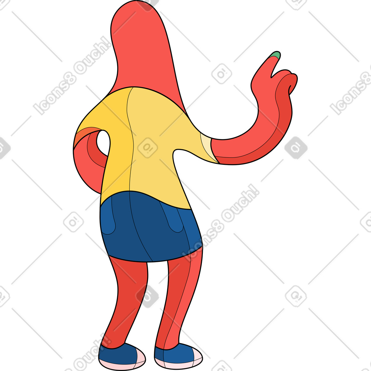 Ilustração de Mulher costas ponta fina em no estilo Surr para baixar em PNG, SVG