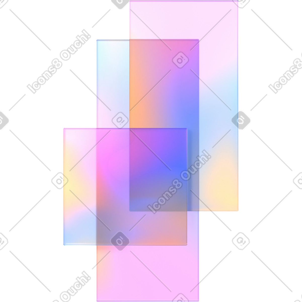 Ilustración Composición de tarjetas translúcidas en estilo 3D Glassy a descargar en PNG y SVG