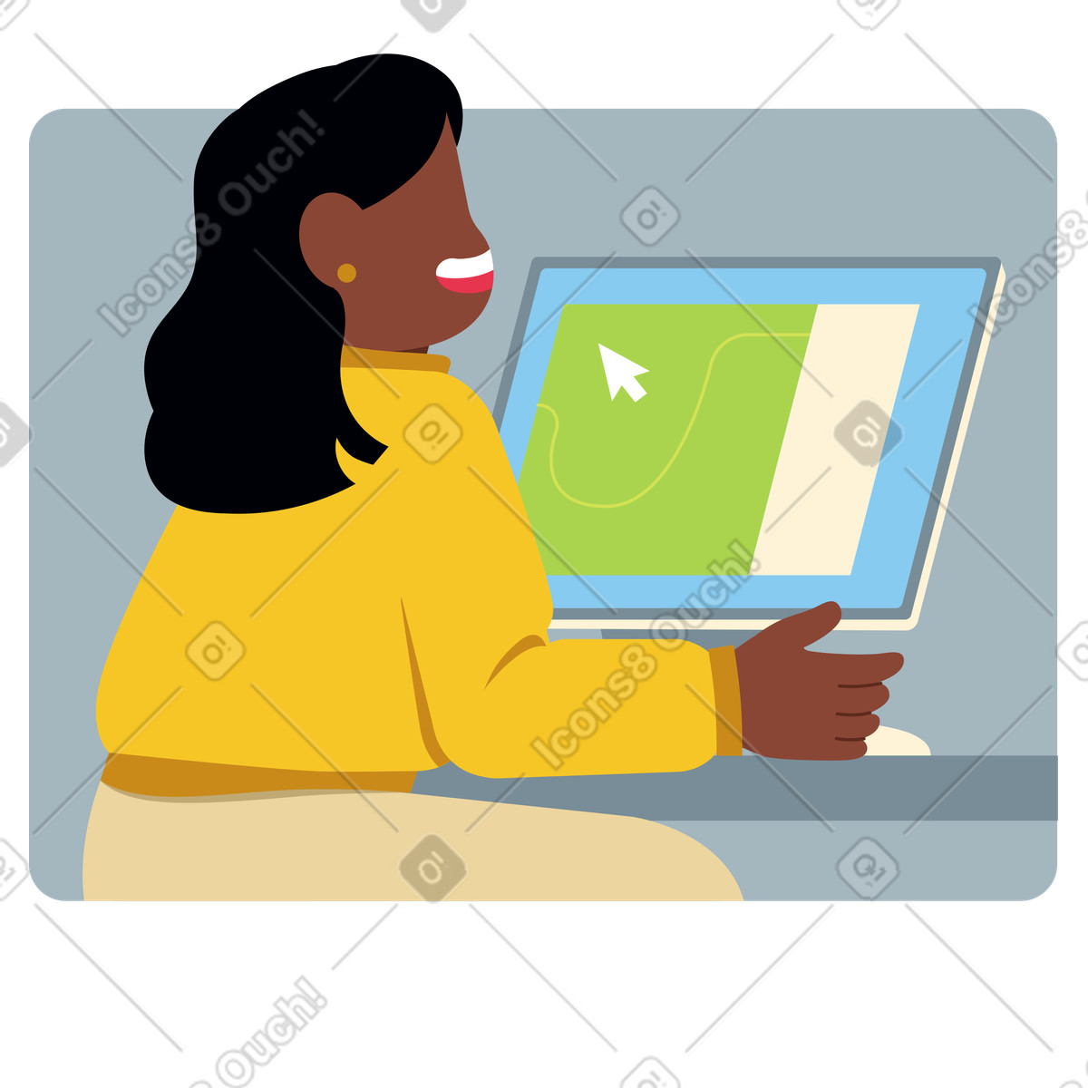 Woman working at the computer illustration in Catchy style download in PNG, SVG