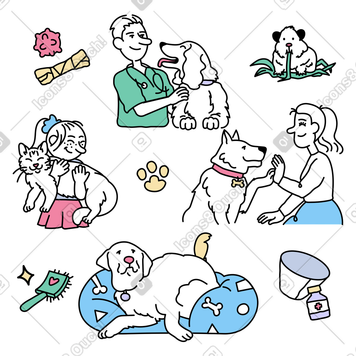下载 Notes 风格的 照顾宠物的人 插画，支持 PNG、SVG 格式