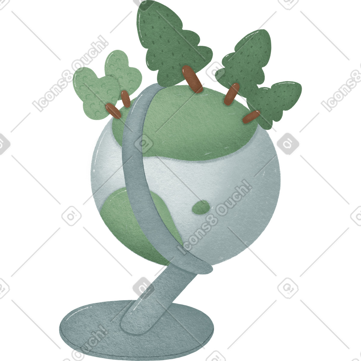 Globe with trees-Illustration im Woolly-Stil als Download in PNG, SVG