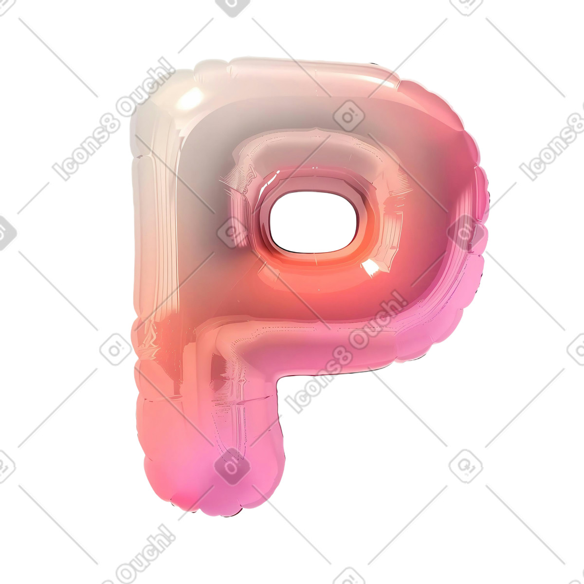 充气字母 p插图，PNG、SVG格式