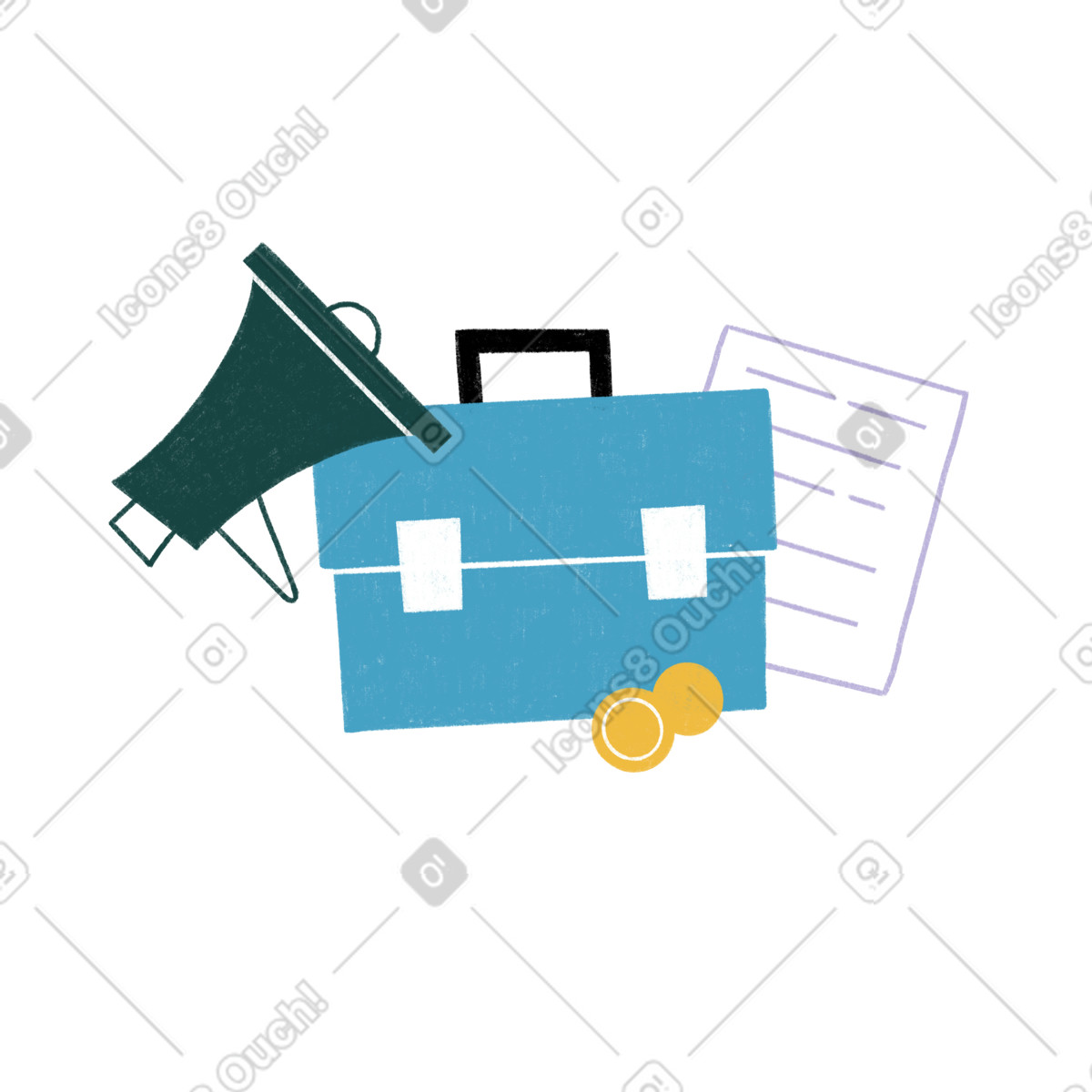 Ilustração de Job posting with business briefcase and paperwork, HR announcement or vacancy em no estilo Tutti para baixar em PNG, SVG
