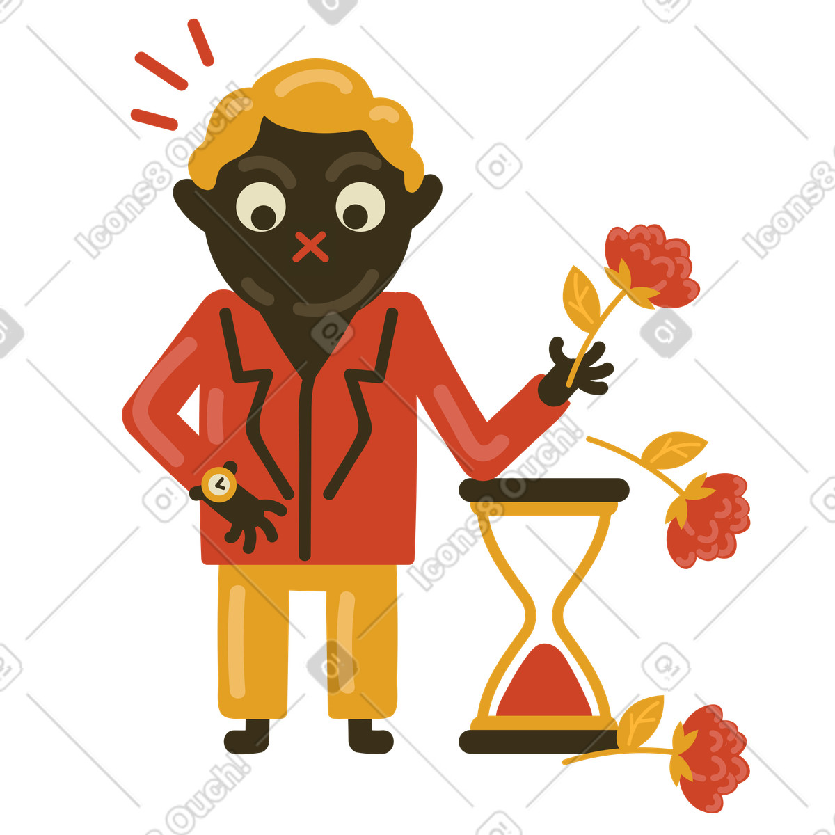 Man waiting for his date too long illustration in Arabica style download in PNG, SVG