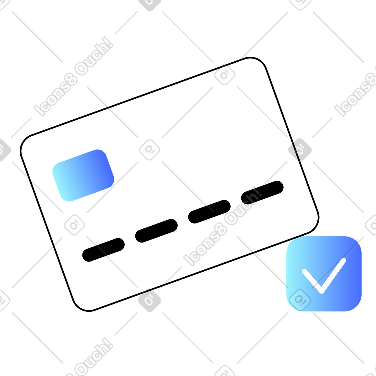 Ilustración Credit card with check mark, Payment confirmation for online transactions en estilo Azure a descargar en PNG y SVG