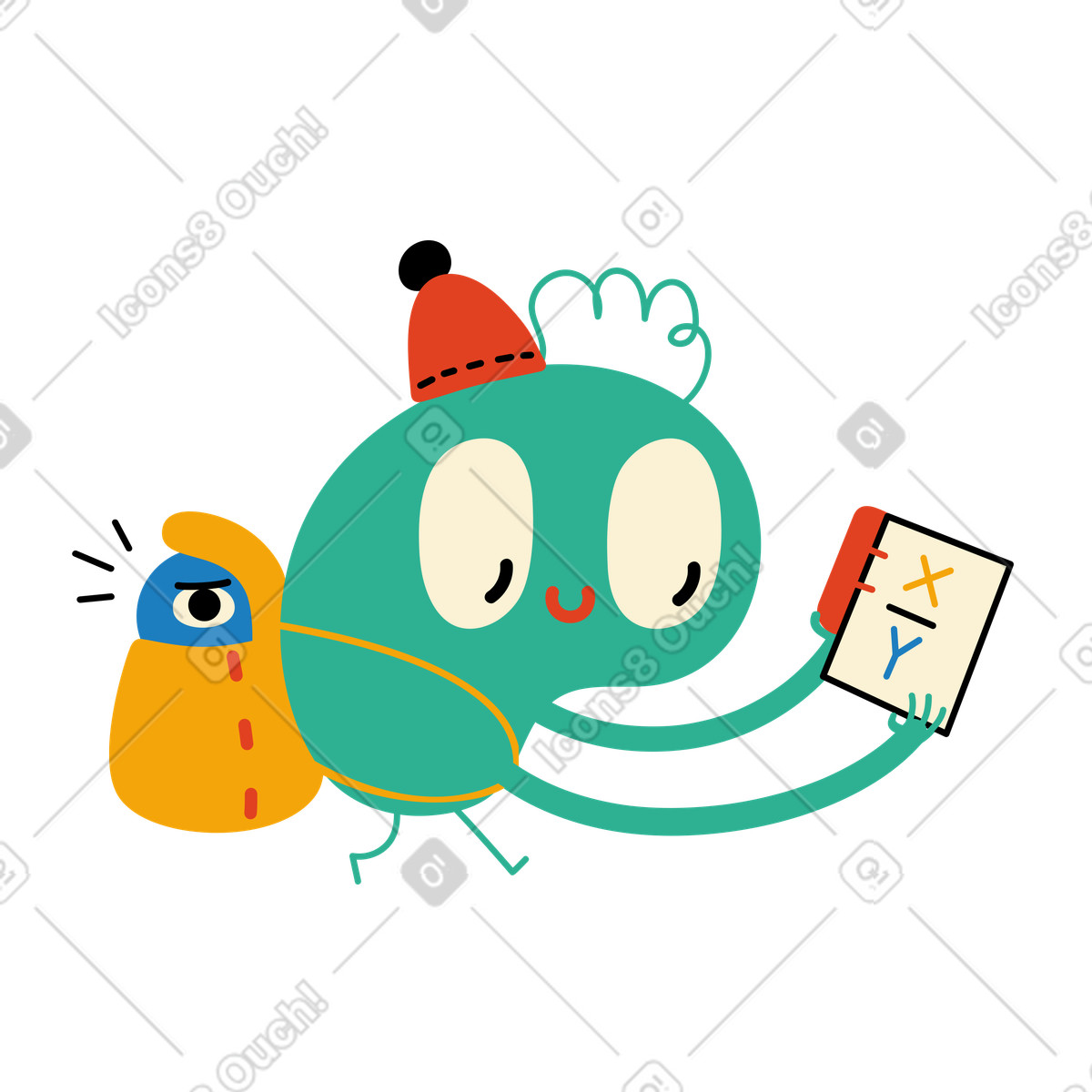 Studying the material before the lesson illustration in Jelly style download in PNG, SVG