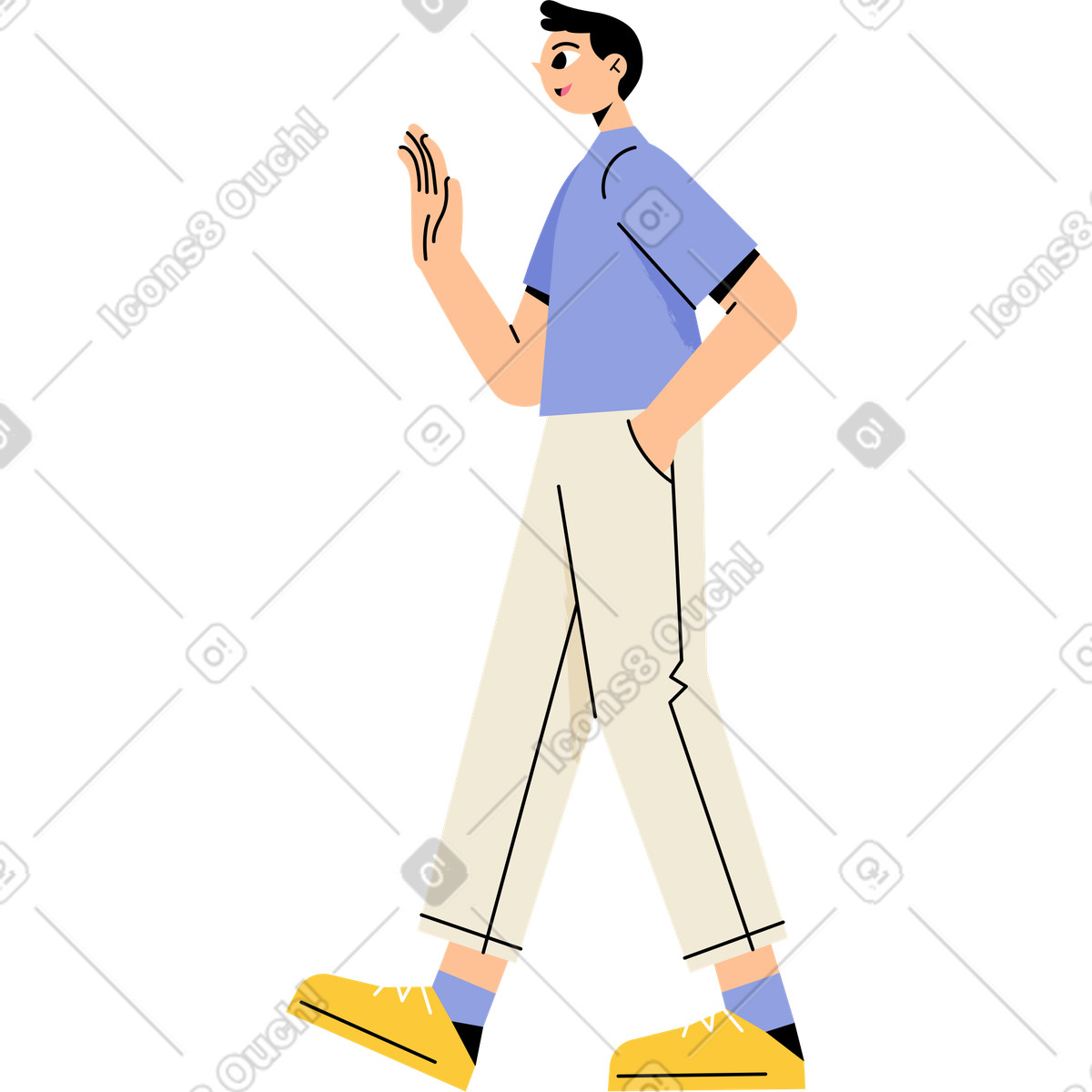 Ilustración El hombre sonriente está caminando en estilo Juicy a descargar en PNG y SVG