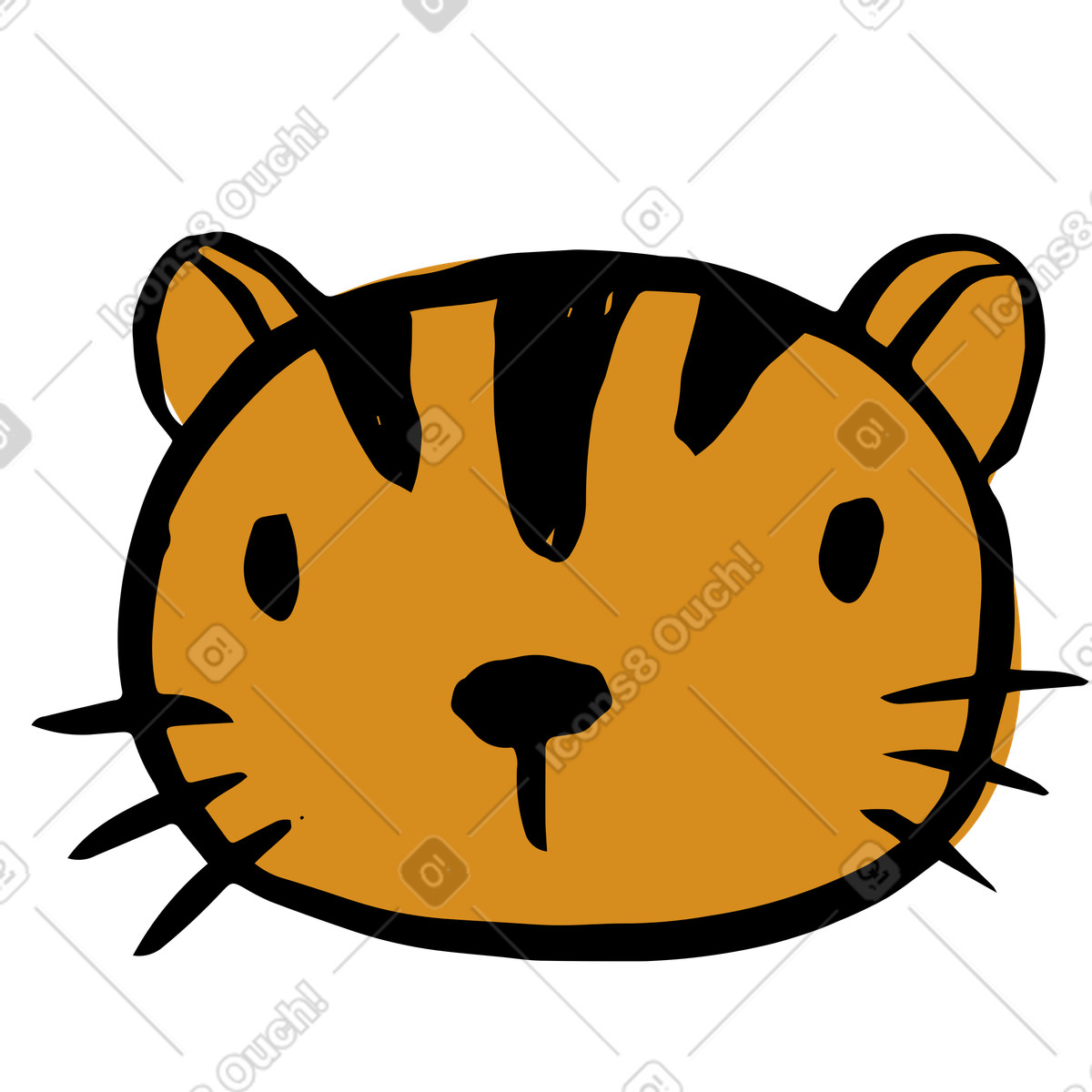 Testa di tigre illustrazione in stile Scandi scarica in PNG, SVG