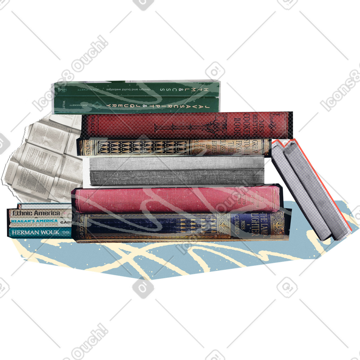 下载 Paper Cut 风格的 Books 插画，支持 PNG、SVG 格式