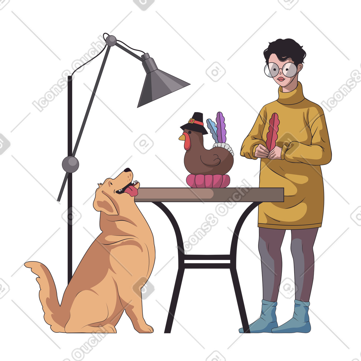 下载 Eastwood 风格的 制作感恩节装饰品 插画，支持 PNG、SVG 格式
