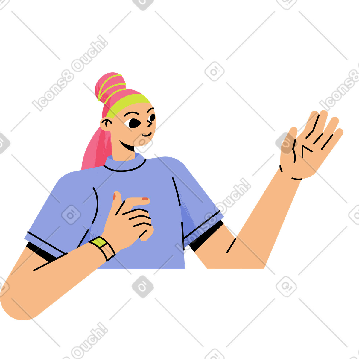 Ilustración Mujer joven con un moño en la cabeza estilo Juicy a descargar PNG y SVG