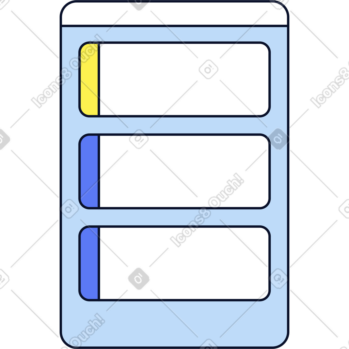 Column with tasks illustration in Flexy style download in PNG, SVG