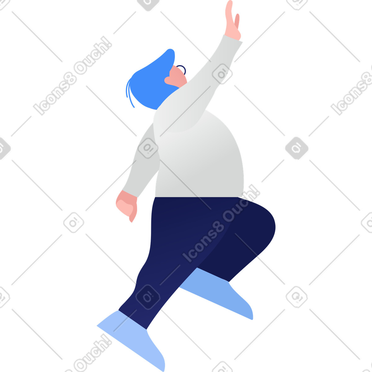 Ilustración Niño gordo saltando en estilo Clip a descargar en PNG y SVG