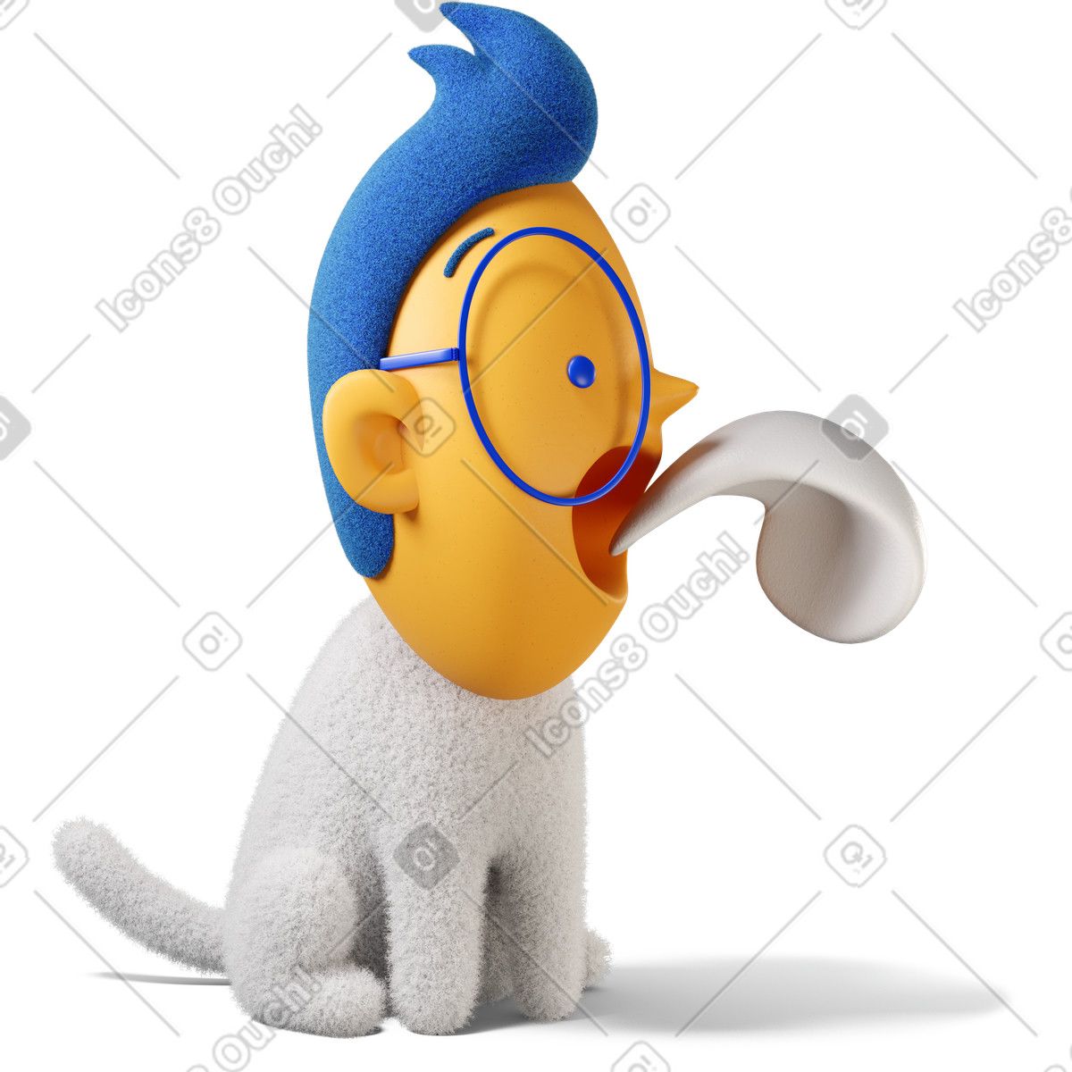 下载 3D Buddy 风格的 伸出舌头的男孩看起来正确 插画，支持 PNG、SVG 格式