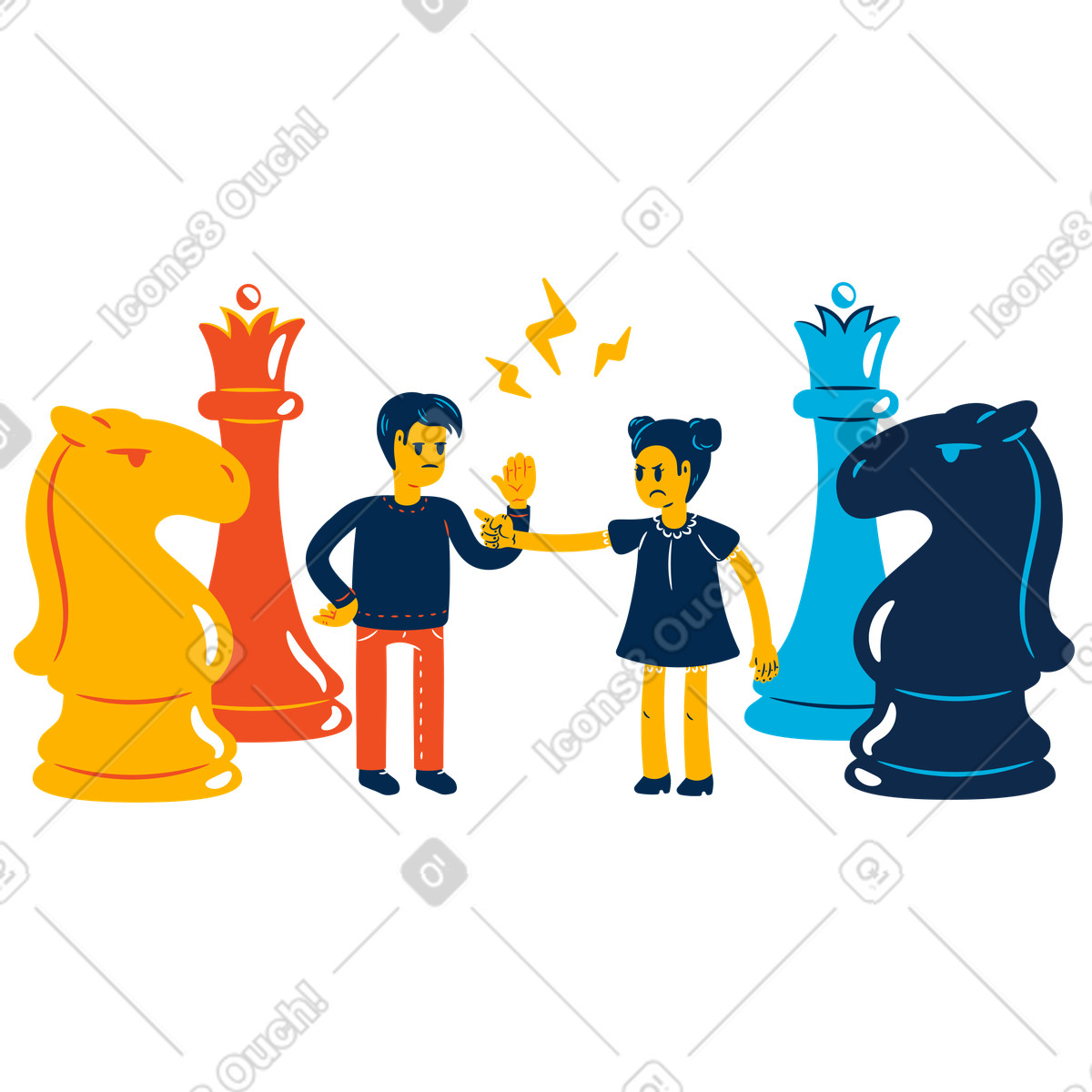 Game of chess illustration in Flame style download in PNG, SVG
