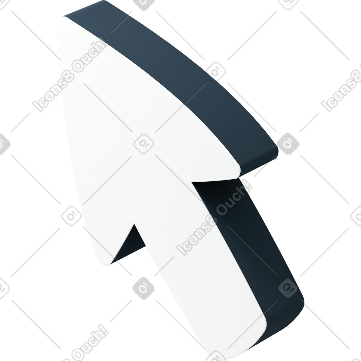 Weißer cursor mit schwarzem schatten-Illustration im 3D Flame-Stil als Download in PNG, SVG
