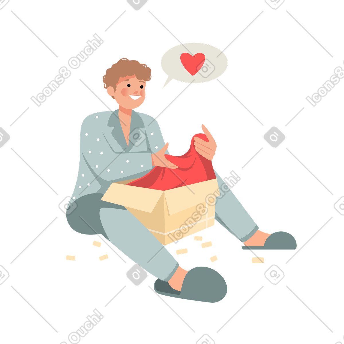 下载 Lagom 风格的 年轻人在纸板箱中打包或拆包物品 插画，支持 PNG、SVG 格式