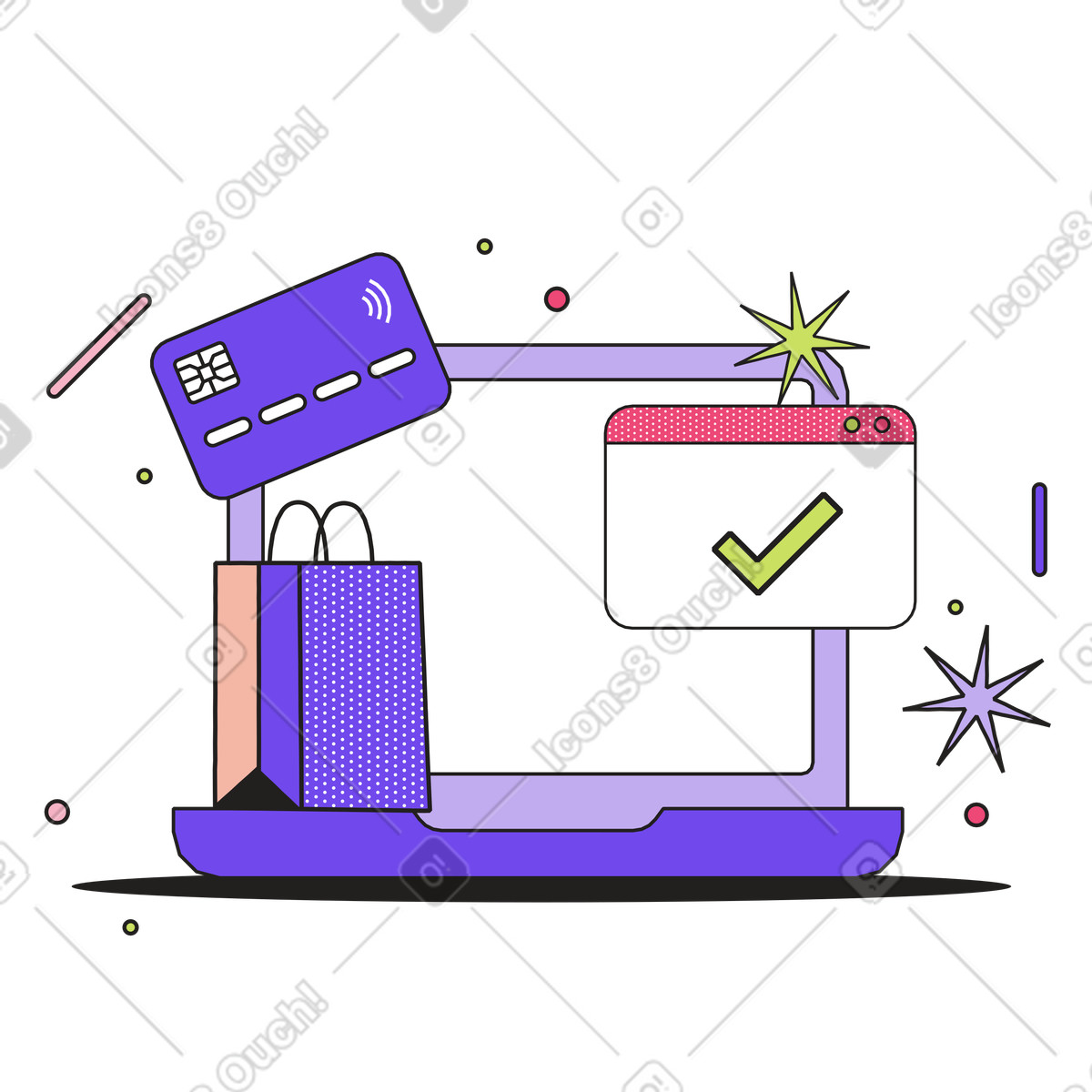Payment processed for goods  illustration in PNG, SVG
